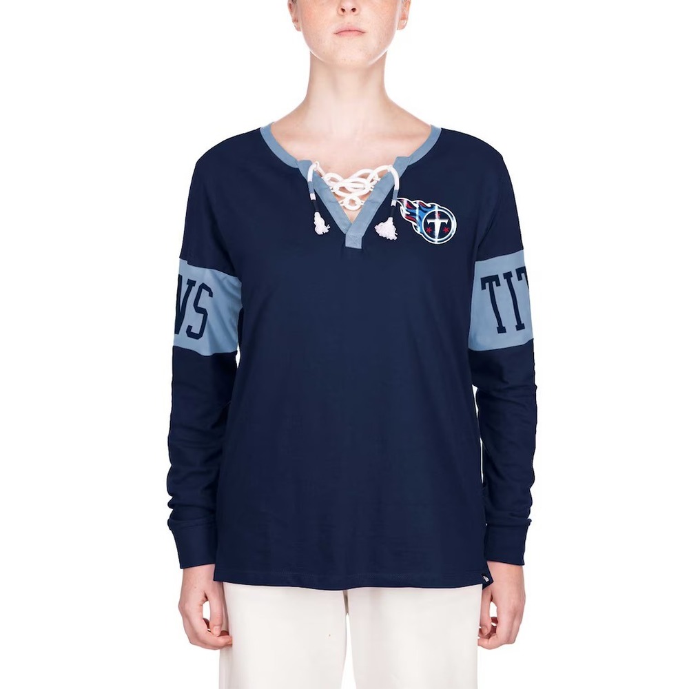New Tennessee Titans NFL Team Apparel Lace Up Long Sleeve Shirt Navy Blue 2XL - Picture 4 of 7